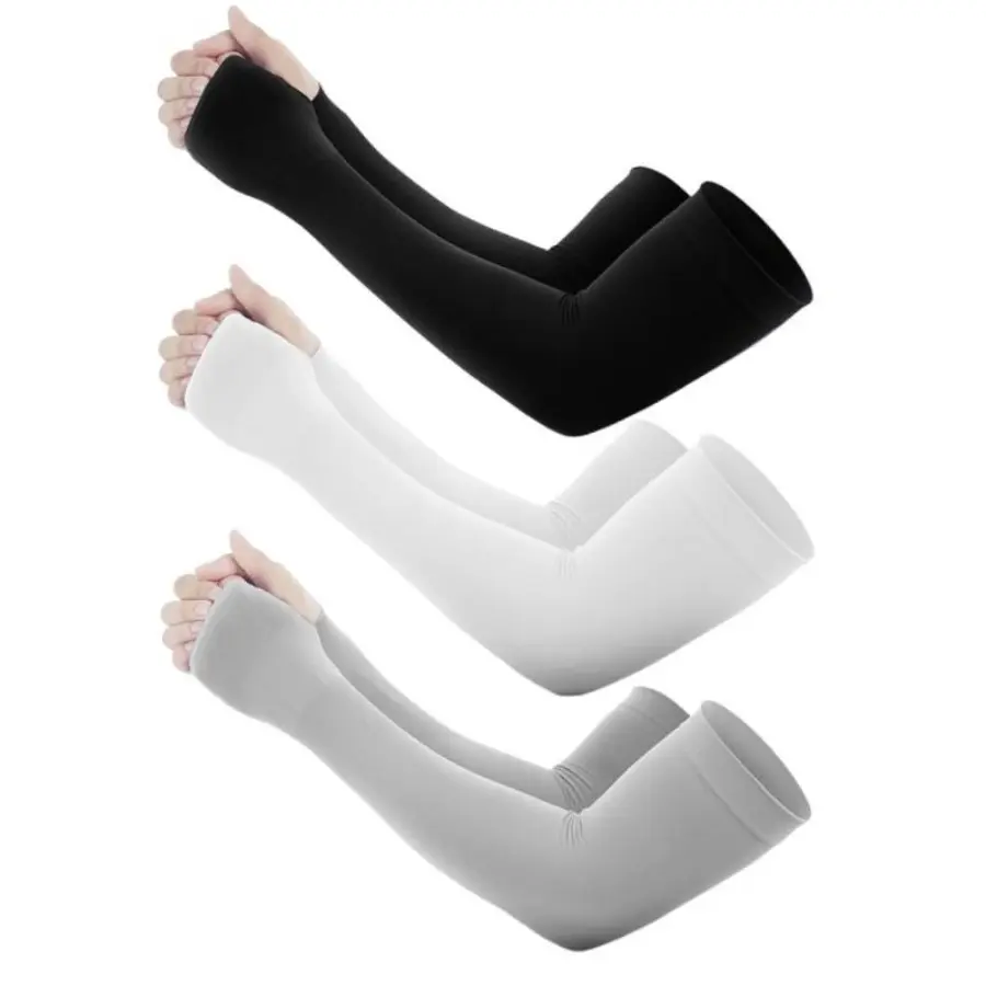 Unisex Solid Color Protective Arm Sleeves - UV Protection, Breathable, Elbow-Supporting Fashion Accessory for Outdoor Sports, Driving