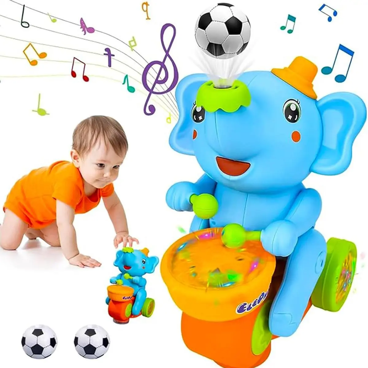 Kids Ride-On Toy | Interactive Drumming Elephant with Air Floating Ball