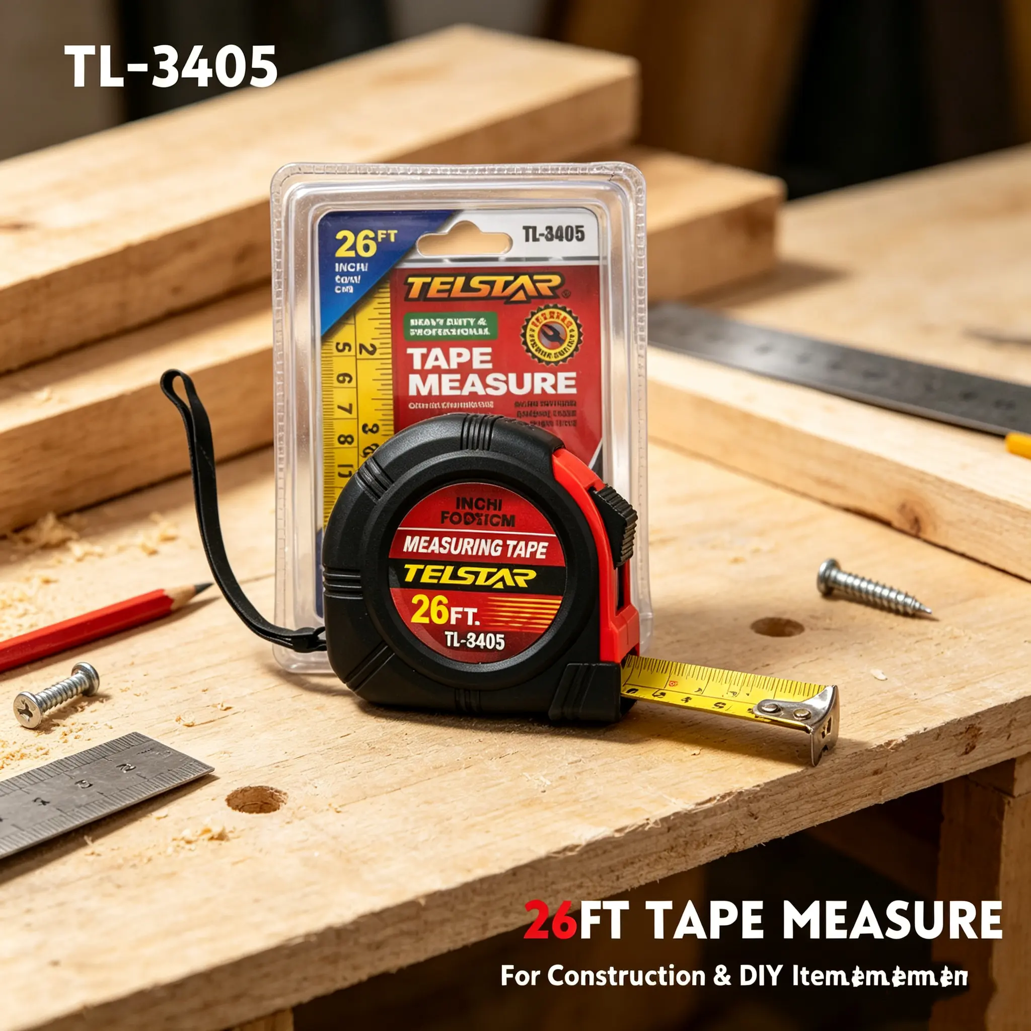 Heavy-Duty Auto-Locking Tape Measure, 26ft (8m) Hand Measuring Tool for Construction, Carpentry & DIY Applications