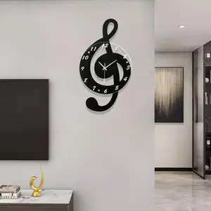 Large Modern Wall Clock,20 inches Wall Clocks for Living Room Decor,Classical Silent Metal Minimalist,1PCS Big Decorative Farmhouse Wall Clock for Office,Dining Room,Mother's Day gifts,Father's Day, Christmas, Musical Note home decor