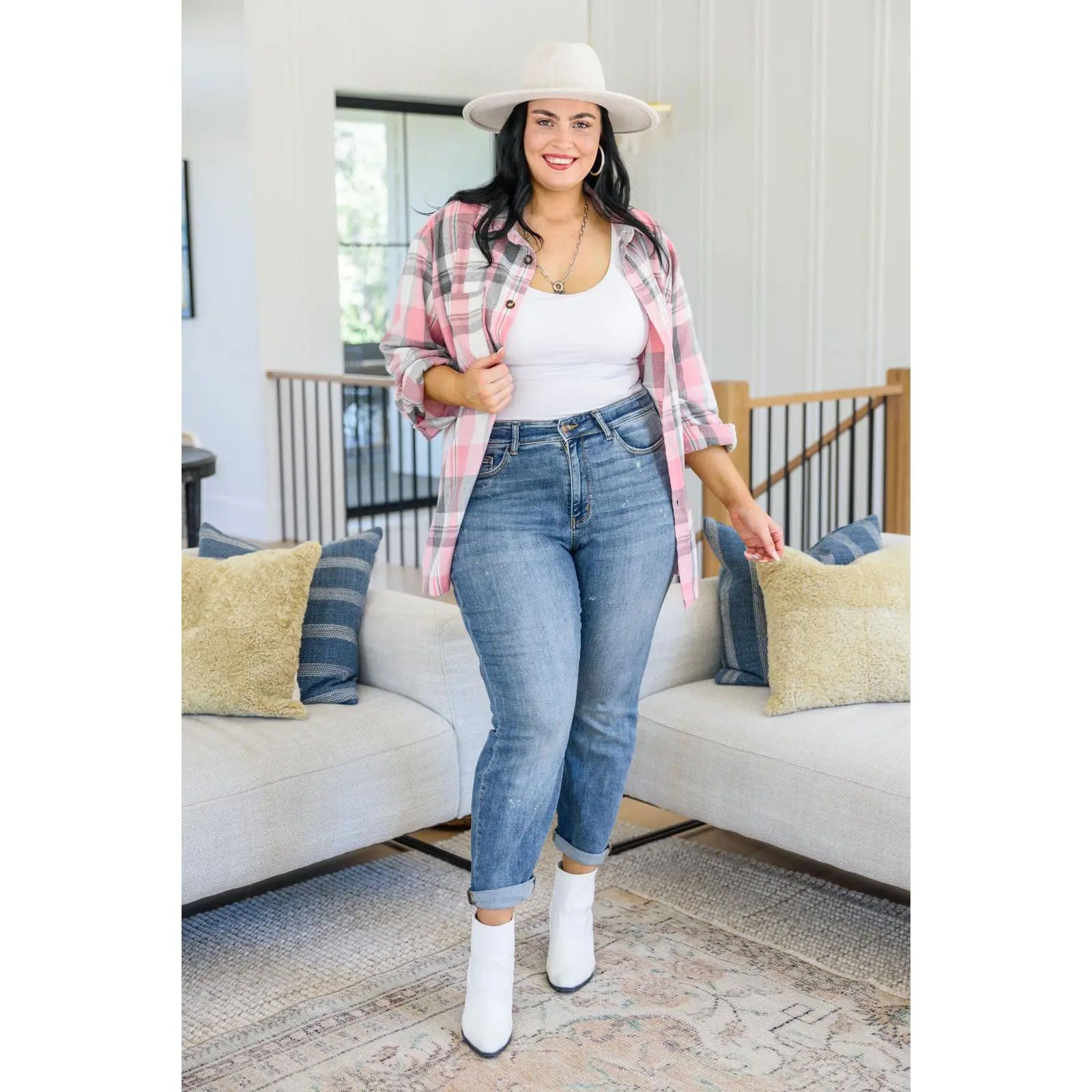 Corey Hi Rise Bleach Splash Boyfriend Jeans