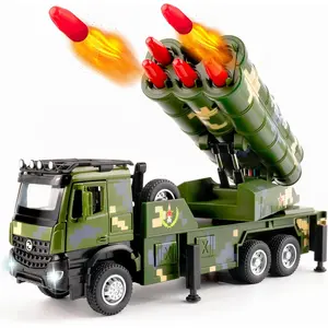 Army Toys - Military Truck with 6 Missiles, Rotatable Turret, Light & Sound for Boys 6-8