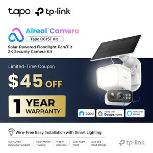 [Summervibes] TP-Link & Tapo C615F Kit Solar Dimmable Floodlight 360° Pan/Tilt Security Camera Kit,2K 3MP  360° AI Tracking  Outdoor Wireless w/Solar Panel  Free Person/Vehicle Detection  Hack-Proof Security | Alexa & Google Home