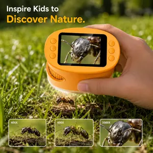 [SummerVibes] 2MP 1000X Kids Digital Microscope STEM Toy, Educational Gift for Boys & Girls Ages 3-12, Portable Science Toy for Child Growth & Fun, Handheld Microscope