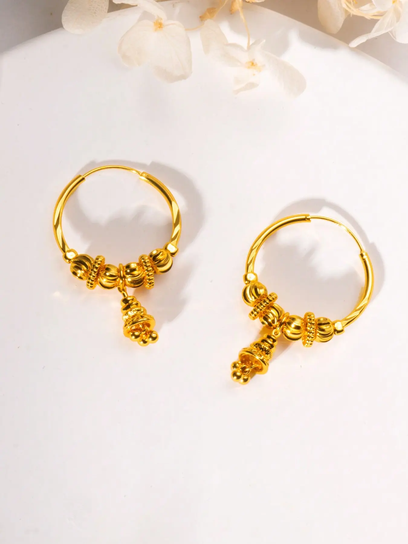 12pcs 24k Luxurious Arabic Style Hoop Dangle Earrings, Earring Sets, Vintage Beaded Court Design, Elegant Jewelry for Women, Statement Earrings