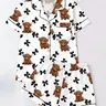 【Black Friday】Spring/Summer Women's Sleepwear Set, Pajamas, Open-Front Lapel Short-Sleeve Top and Shorts, Highland Cow Theme Print, Casual Homewear Loungewear