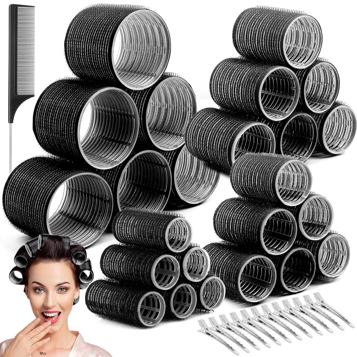 Hair Curler Rollers for Women 24PCS Heatless Hair Roller with 24PCS Clips  for Blowout Look Long Medium Short Thick Hair Volume