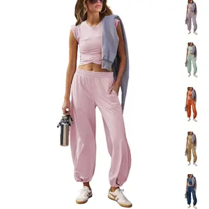 Tanming Womens 2 Piece Sweatsuits Sets Spring Summer Casual Workout Cropped Tee Top High Rise Sweatpants Athletic Tracksuits #SpringStatements