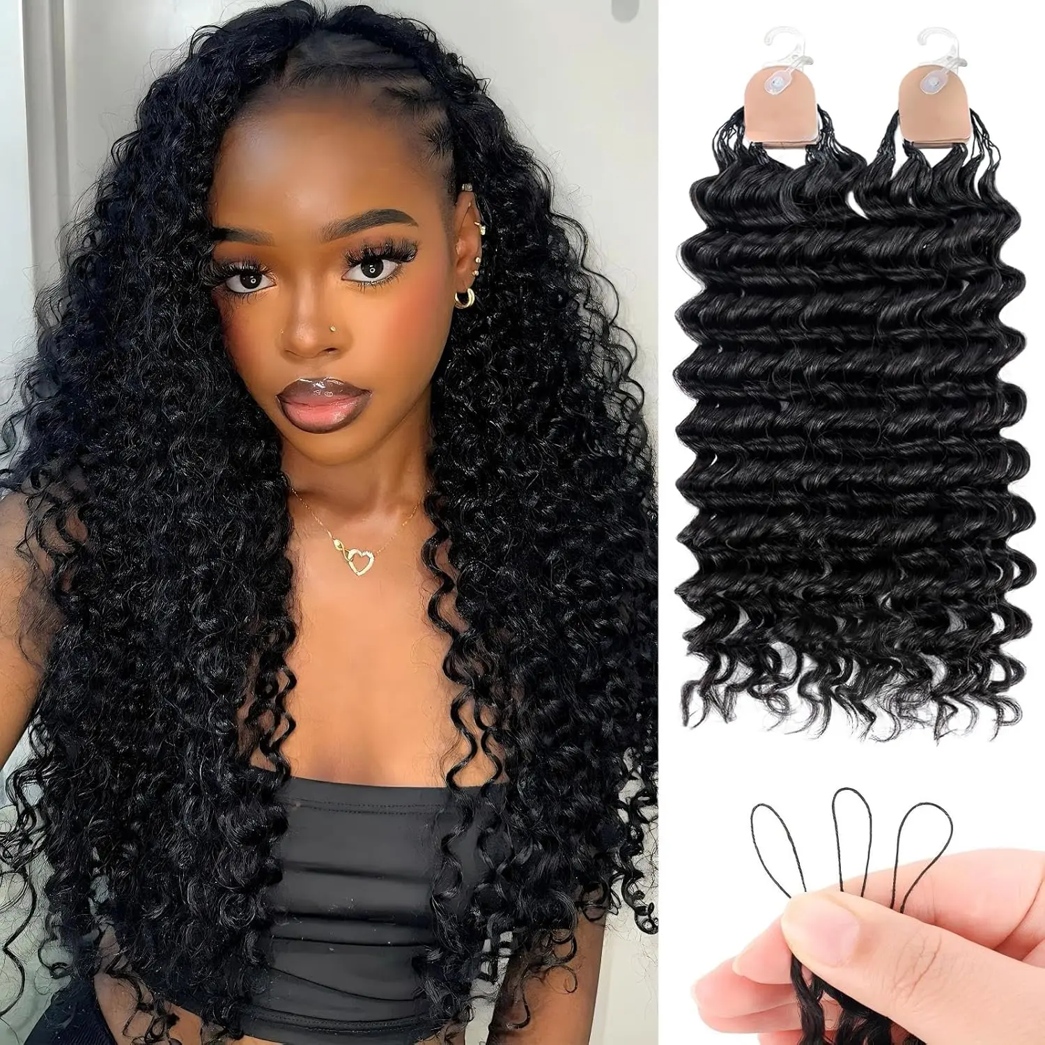 burmese curly bundles Crochet Human Hair 50g/Pcs Deep Wave Miracle Knots Crochet Burmese Curly Human Hair Easy Install Hook Design, Invisible Knots, Lightweight & No Itch Hair Bundles