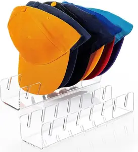 Hat Stand for Baseball Caps - 2025 New Clear Acrylic Organizer for 14 Caps, No Install Needed, Portable & Sturdy, Ideal for Bedroom, Closet, Dresser, and Wall, 2PCS