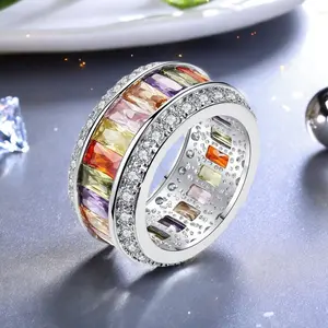 One Piece Multicolor Sparkling Birthstone Halo Ring Premium Zirconia with Gift Box Suitable for Wedding Engagement Anniversary Holiday Elegant Ladies Birthstone Ring