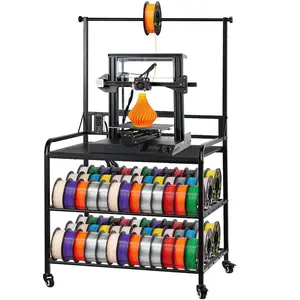 fathersdaygift VEVOR 3D Printer Filament Storage Rack, 3-Tier 3D Printer Stand with Filament Storage, Spools Holder Racks Cart with Wheels, Filaments Organzied for 3D Printing Station, Office, Workshop (Shelf Only)