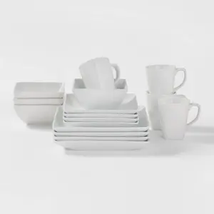 Square Rim Porcelain 16pc Dinnerware Set - Threshold Square Rim Porcelain 16pc Dinnerware Set - Threshold