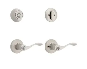 Kwikset Balboa Satin Nickel Single Deadbolt Exterior Keyed Entry Door Handle with Smartkey Combo Pack (2-Pack) - Home Security