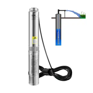 VEVOR Deep Well Submersible Pump, 1HP 115V/60Hz, 37gpm Flow 207ft Head, 4" Stainless Steel Water Pump for Industrial, Irrigation&Home Use