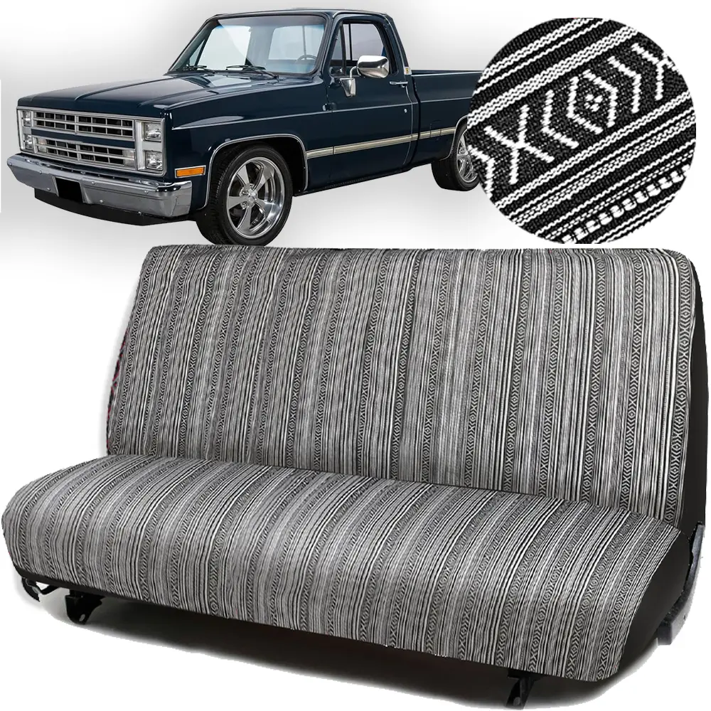 Car Seat Covers, Baja Saddle Blanket Car Accessories, Universal Fits Ford, Chevrolet, Dodge, Bench Seats, and Full Size Pickup Trucks (Black Red Strip)