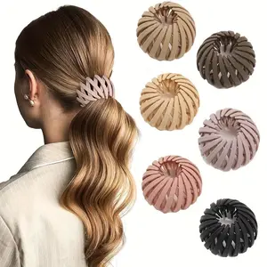 6pcs Set Fashionable Bird'S Nest Magic Hair Clip Adjustable Styling Hair Loop Easy to Create a Ponytail Bun in Multiple Colors Hair Accessories Versatile