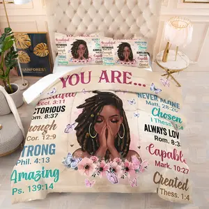 Magazine poster pattern printed bedding set, including 1 blanket and 1 or 2 pillowcases without pillowcases, soft adult bedroom decoration gift, Soft bedding sets, Decorative bedding set