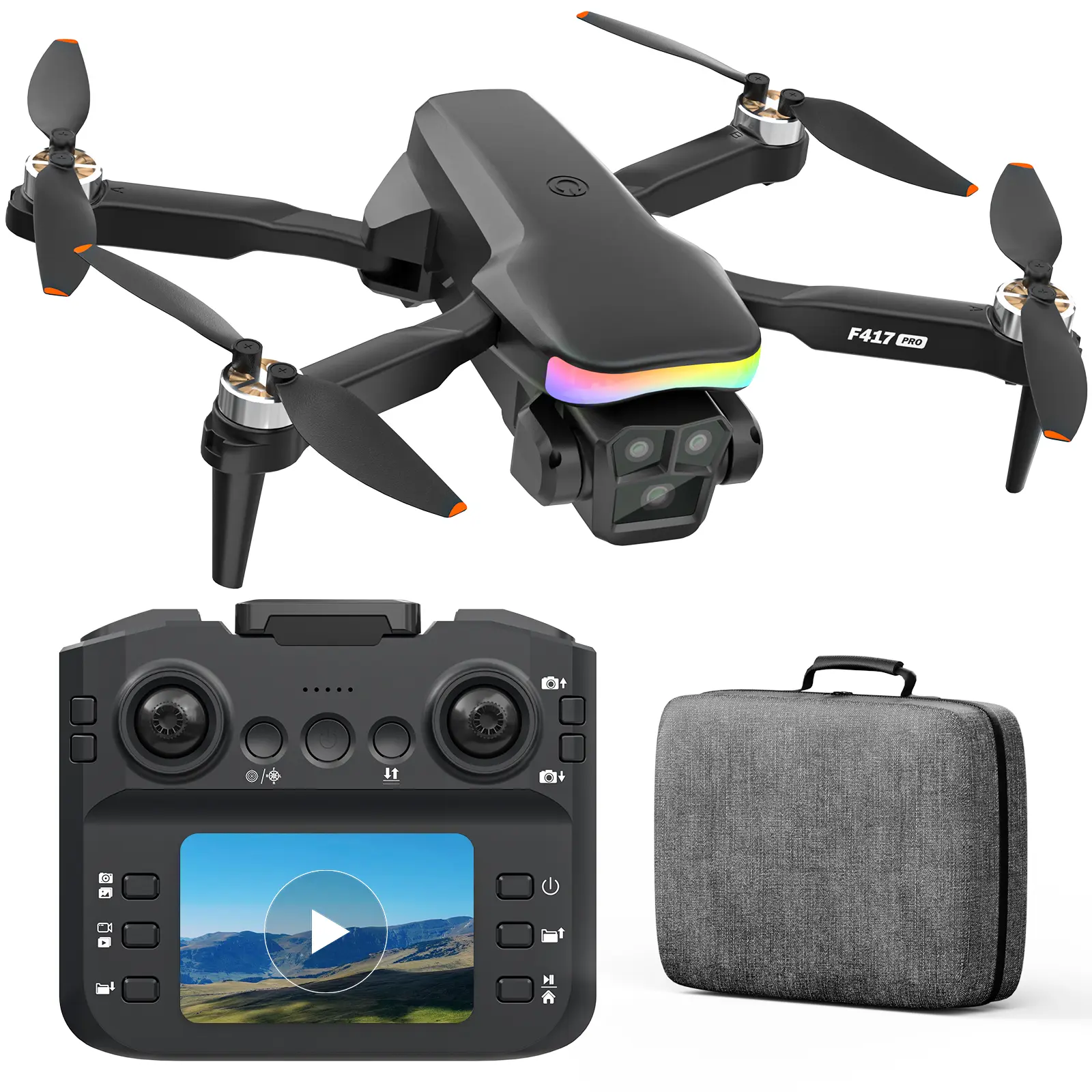 Beginner FPV Drone with 1080P Camera, 90° Tilt Lens, LCD Screen, LED Lights, Optical Flow Hover, Wi-Fi App Remote Control, Modular Battery, 1-Key Start, Headless Mode, 3D Flip, Foldable Portable Design & Accessories – Best Gift for Teens