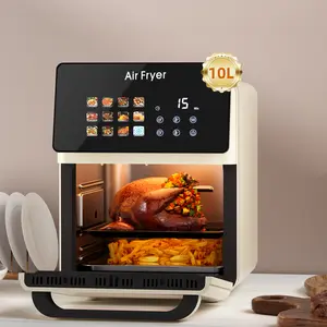10L Large Xl Pro Air Fryer Oven With Grill Combo For Kitchen Countertop Use,12 in 1 Smart Convection Ovens,AirFryer With Glass View Window,Nonstick Basket,Fryer Liners,Removable Door-White