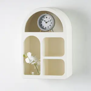 Geometric Wooden Arched 4 Shelf Room Wall Shelf with Varying Block Shapes 16" x 8" x 24"