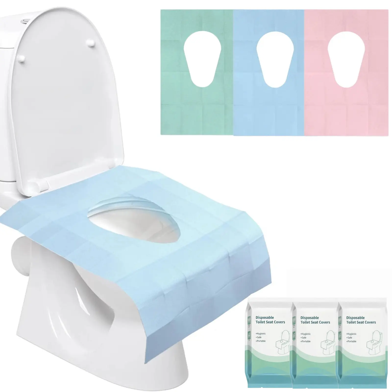 Disposable Rectangle Wood Pulp Toilet Seat Liners, 24x26 In Extra-Large Waterproof Wrapped Bathroom Accessory for Public Toilets, Flights, All Ages Portable Home Supplies