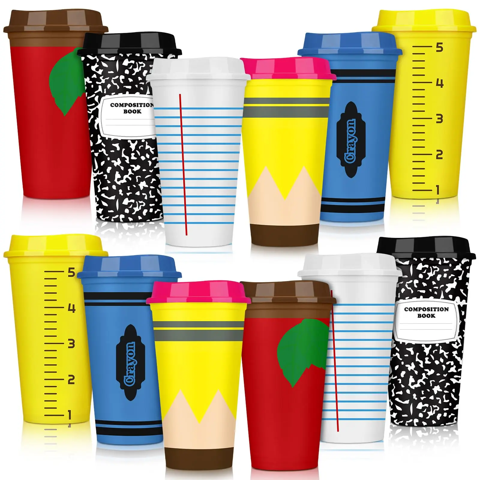 12/24 Set Back to School Cup Gift Bulk Reusable Plastic Tumblers with Lids for Teacher Mentor Lecturer Educator Coworker Staff Students for First Day of School Party Meet the Teacher Night Office Supplies Teacher Survival Kit