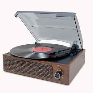 Vinyl Record Player,  Turntable Vinyl, Record Player With Speakers, 3-Speed, Stereo Speakers, Earphone Jack, RCA Line-out, Vintage Design Turntable, Walnut