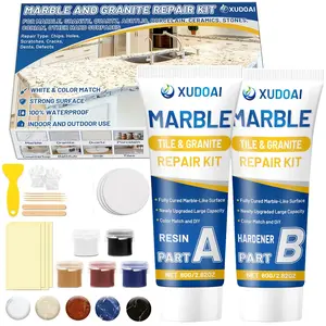 Marble and Granite Repair Kit Color Match, 160g/5.64oz Quartz Countertop Repair Kit for Chips Holes Dents Scratches Cracks, DIY Fix Porcelain Tile Sink Stone Other Hard Surfaces