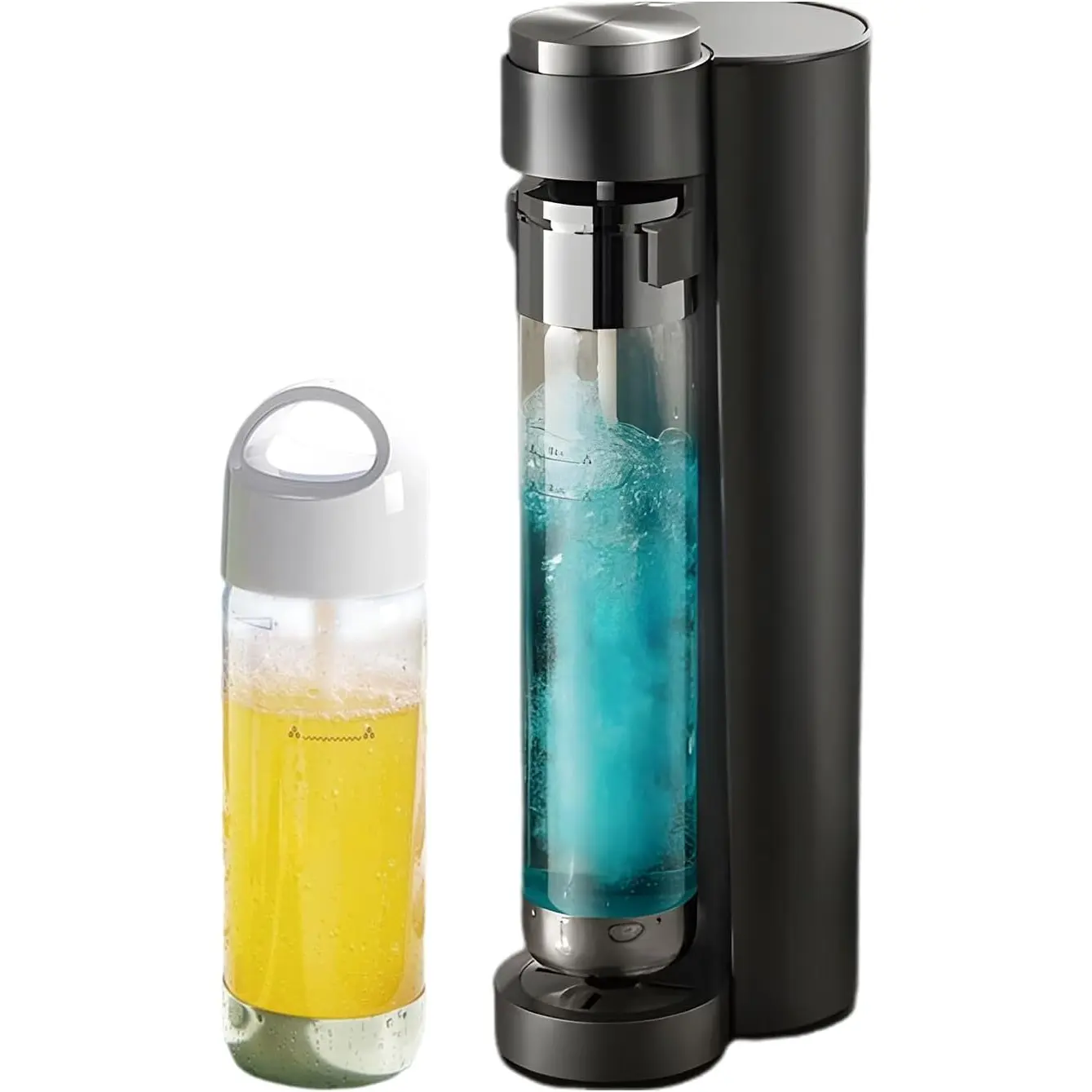 Sparkling Water Machine,Soda Maker with 0.5L & 1L Bottles, Cordless Fizzy Drink Carbonator, Compatible with 60L CO2 Cylinders, for Water, Juice & Cold Beverages (CO2 Cylinder Not Included)