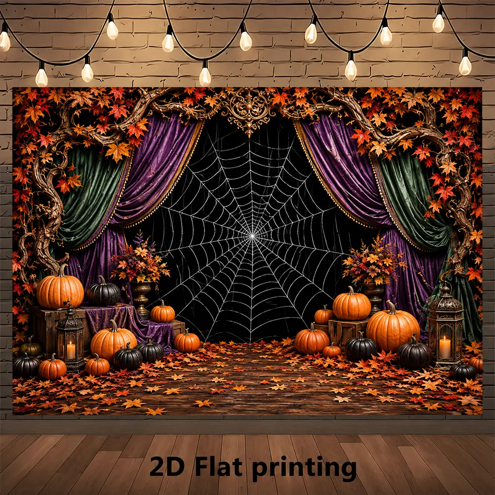 Halloween Spider Web Backdrop Banner - Lightweight Printed Hanging Wall Decor Tapestry for Bedroom, Pumpkin Autumn Gothic Arch Photo Booth Studio Supplies, Room Decorations, Decorations For Room