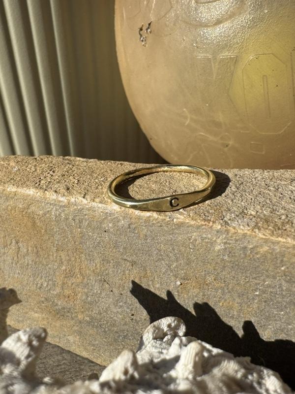 Handcrafted Initial Brass Ring with Unique Design and Durable Material Perfect for Everyday Wear and Ideal Gift