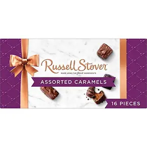 Russell Stover Assorted Caramels in Milk and Dark Chocolate, Mother's Day Chocolate Gift Box, 9 Ounce