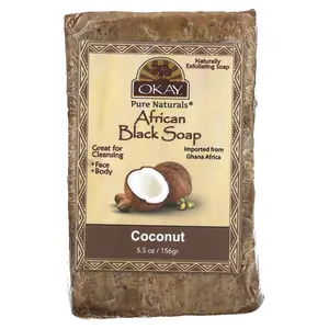 Okay Pure Naturals African Black Bar Soap, Coconut, 5.5 oz (156 g)