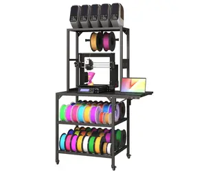 3D Printer Stand, Heavy Duty 3D Printer Table Stand with Filament Storage Rack, T-Shaped Spools Holder Rack with Wheels,3D Printer Workbench for 3D Printing Studio, Home Office Workshop