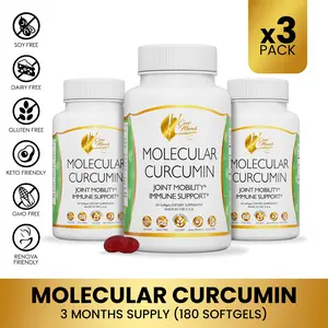 3 Bottles of Coco March N.M.D Molecular Curcumin Dietary Supplement, Joint Mobility and Immune Boosting Wellness Supplement -60 Softgels per Container