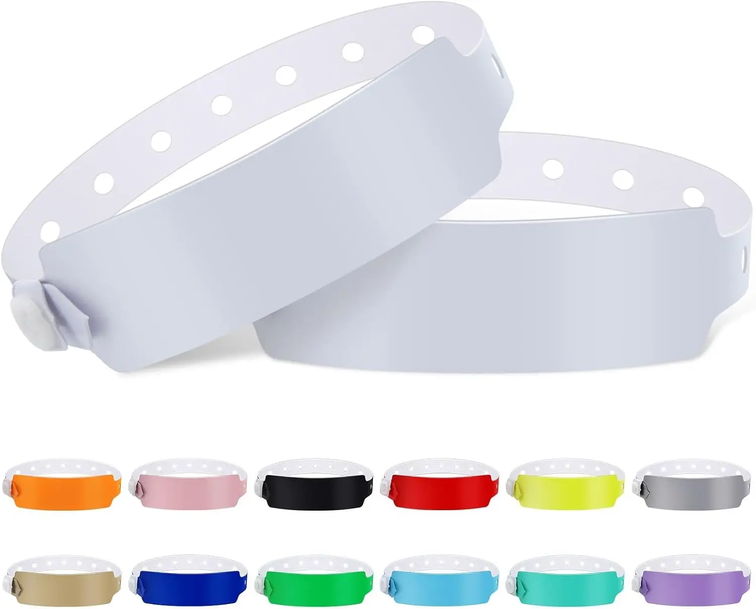 100pcs Colored Vinyl Wristbands, Waterproof & Security Wristbands for Events, Pool Parties & Outdoor Sports (White)