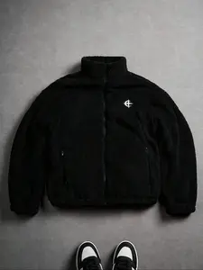 Oversized Fleece Jacket, Y2K Street Style, Graphic Print Design, Casual Fit for Fall & Winter, Long Sleeve Outerwear, Coats