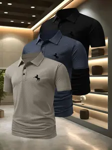 Men's Golf Polo Shirt Set, Athletic Fashion Activewear, Sports Apparel, Quick-Dry Casual Fitted Tee, Sport Top, Comfortable Sports Wear, Casual Sportswear, Plain Pattern, Ideal for Everyday Use