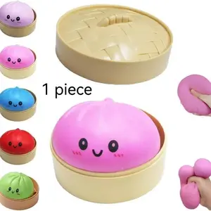 Secret Dumpling Soft Toy, Kawaii Squishies, Easter Basket Filler, Stress Relief Hand Ball, Elastic Office Toy with Steamer, Perfect for Play, Party, Alone Time