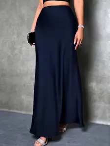 Elegant Chic Women's Smooth Satin Woven Fabric Midi Skirt, Versatile High Waist Fitted A-Line Dress, Perfect for Parties & Daily Wear, Stylish Ladies' Fashion