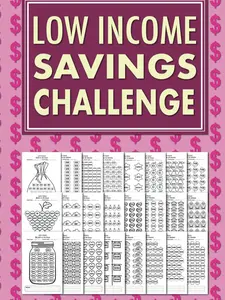 Low Income Savings Challenge Book: Simple Money Savings Challenges Tracker for Women, Easy Way to Save Money Paperback. Finance Checklist Organizer Planner Notebook