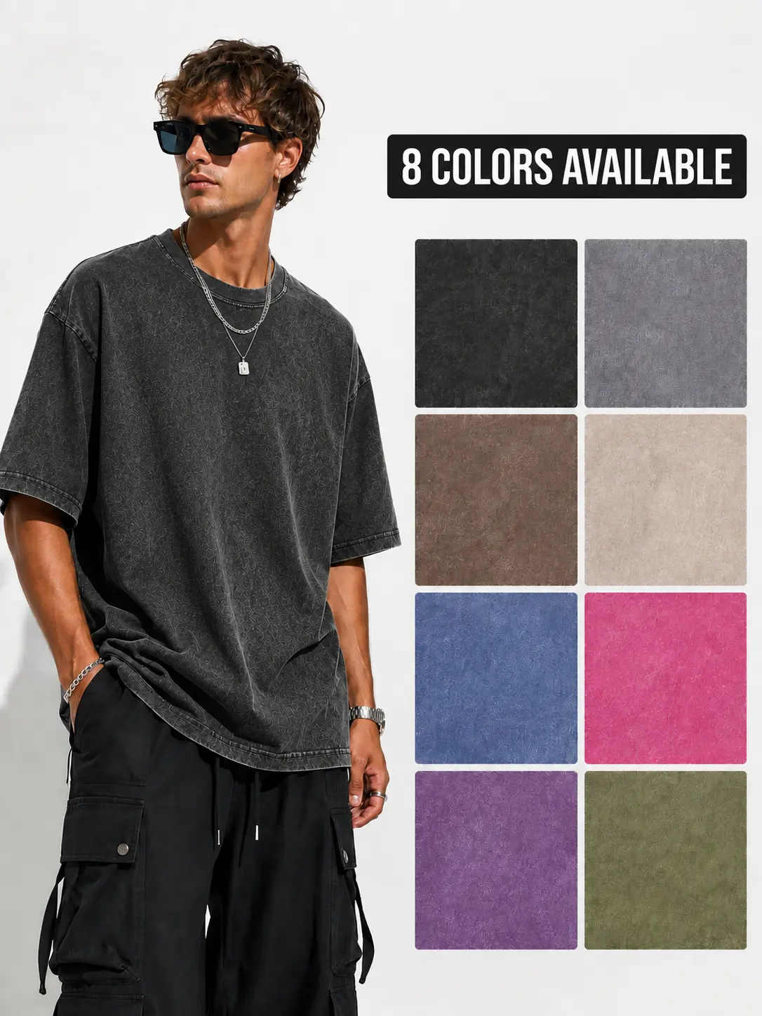 Oversized Tshirts for Men Short Sleeve Vintage Washed Basic Loose Tees Acid Wash Unisex Cotton T-Shirt Crew Neck Half Short Sleeve Summer Top Casual Loose Fit Solid Streetwear Comfortable Tees
