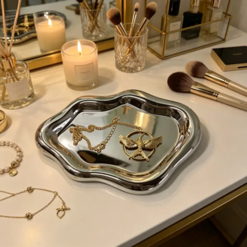 Irregular Cloud Ceramic Jewelry Tray Set, Necklace Organizer, Bedroom Storage Organizer, Vintage Style, Bedroom Desk Decor, Valentine's Day Gift