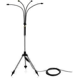 Mister System,Stand Misting Cooling System 4.1FT,Upgrade Portable Four Spary Nozzles,Flexible Mister for Patio Pool BBQ Cooling  Water Playing