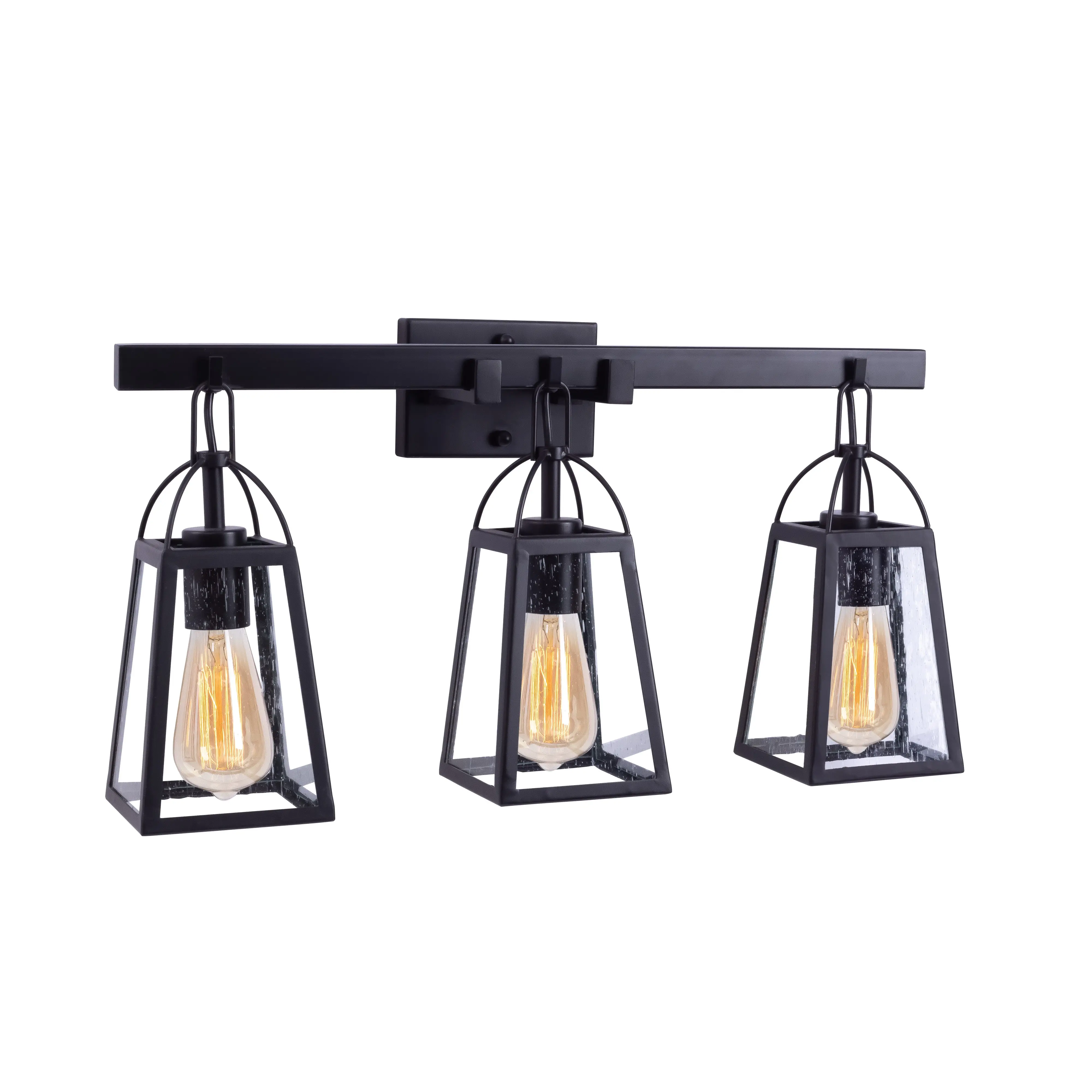 Rustic Farmhouse Vanity 3 Light with Seedy Glass Bath Light