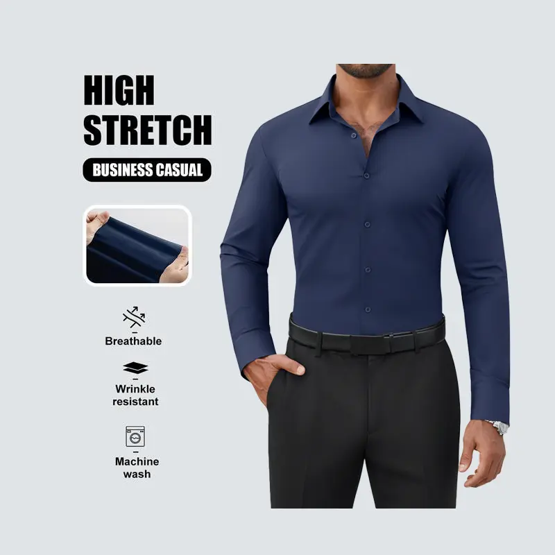 Alimens&Gentle Dress Shirts 16-Way Stretch Slim Fit Long Sleeve Button Down Shirts Wrinkle Free Traveler Shirts