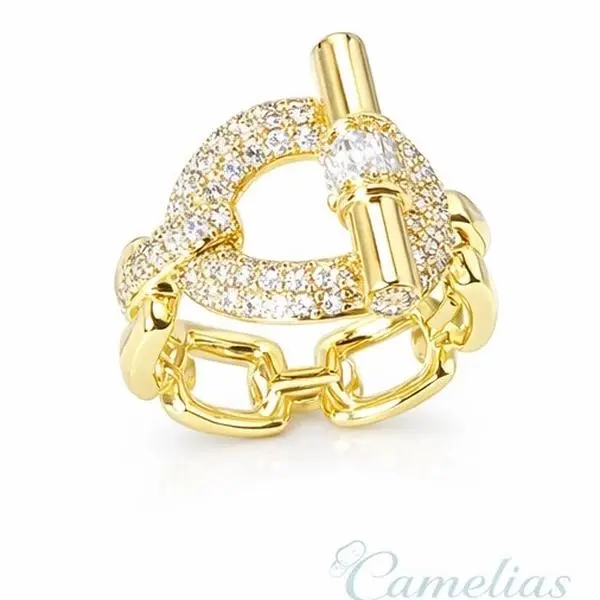 Ring Gold Plated with Sparkling CZ Stones for Women's Fashion Jewelry cod Ring-6022