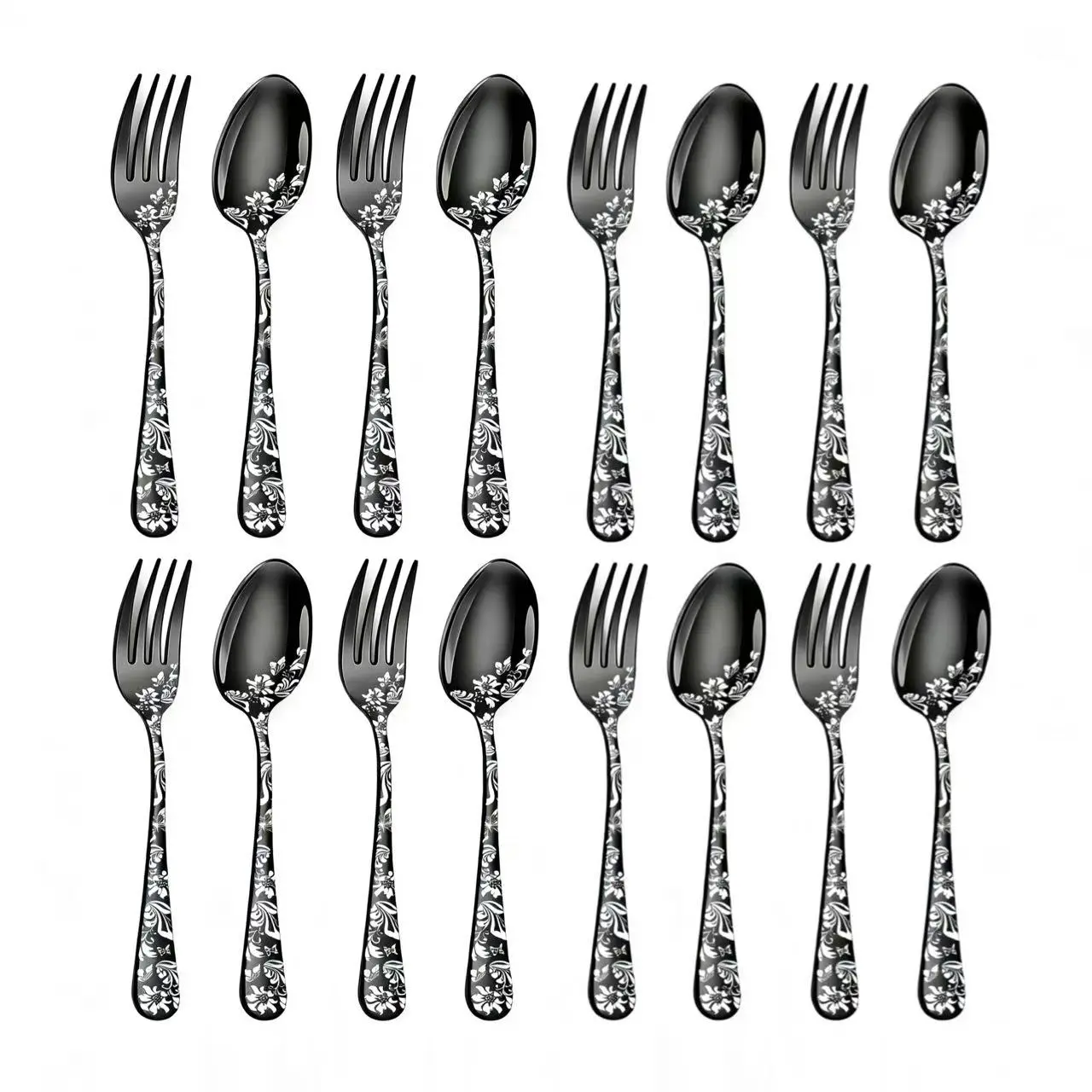 16-Piece Floral Cutlery Set, European Vintage Style, Elegant Tableware Sets for Home & Western Dining, Perfect for Dinner Settings, Dinnerware Service Set