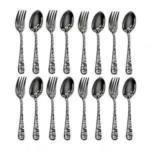 16-Piece Floral Cutlery Set, European Vintage Style, Elegant Tableware for Home & Western Dining, Perfect for Dinner Settings, Dinnerware Service Set